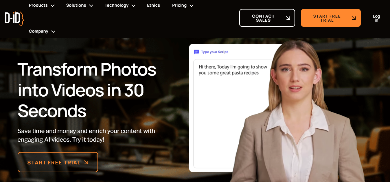 D-ID an AI image to video creation tool
