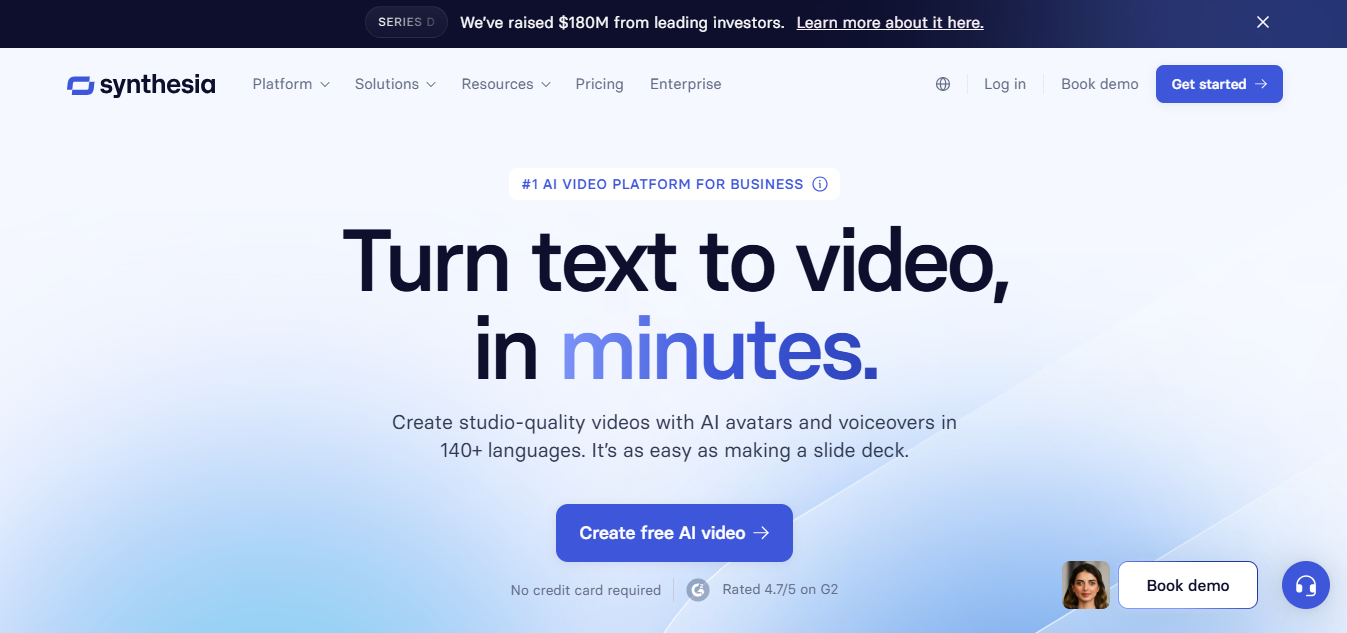 Synthesia, an AI image to video conversion tool