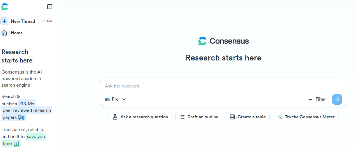 consensus an AI research tool